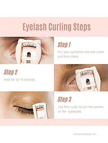Eyelash Curler Lash Curler with Mini Precision Corner Curler for Women 2Pcs Lashes Curler Kit with Silicone Refill Pads Cute Eye Eyelash Curling Tool Portable and Easy to Lift EyelashesIvory