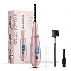 Heated Eyelash Curler Electric Eyelash Curler with Eye Massage Function USB Rechargeable Eye Lash with LCD Display and 3 Temperature Gears for Women Natural Curling and Long Lasting