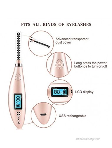 Heated Eyelash Curler Electric LCD Display 3 Temperature Gears USB Rechargeable Long-Lasting for Women