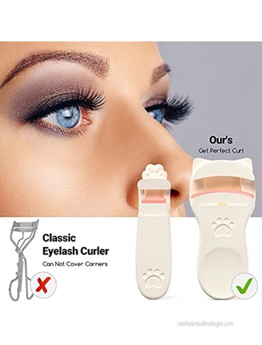 Kaasage Mini Plastic Eyelash Curler Kit With Extra Silicone Refill Pads Easy to Lift Partial Eyelashes Precisely with No Pinching or Hurting Portable & Compact to Carry Cute Cosmetic Gift for Women