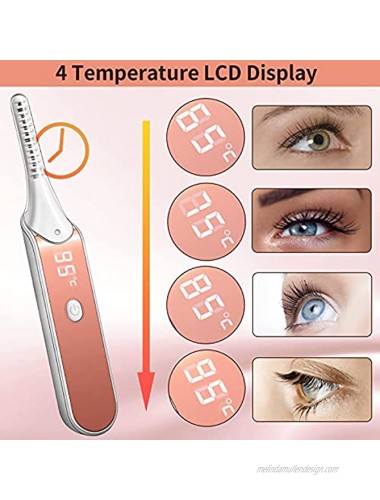 KingAcc Heated Eyelash Curler，Electric Eyelash Curler With Usb Rechargeabl，4 Temperature Modes Lash Curler For Makeup And Natural Curling Men And Women