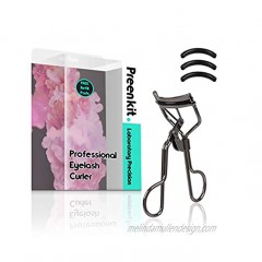 PREEN KIT. No Pinch. Nickel Free. Professional Eyelash Curler and Refill Pads. Dramatic Lash look in Seconds! Works with False or Natural Eyelashes. Black. Satisfaction Guarantee! Vegan Cruelty-Free.