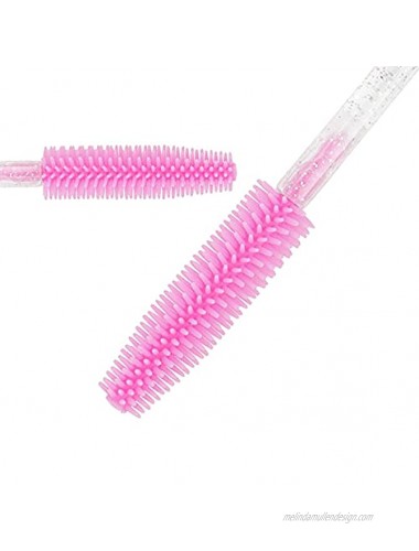 100 PCS Disposable Crystal Glitter Handle Soft Silicone Mascara Brush Wands Eyelash Spoolies Brush Applicator Makeup Tool Kit Crystal white-pink