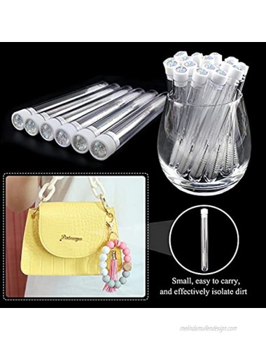 20 Pieces Disposable Mascara Brushes Tubes Set,20 Pieces Empty Eyelash Wand Tube with 50 Pieces Makeup Tool Cleaning Brush for Mascara Extension Brushes White