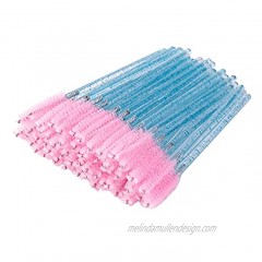 300 Pack Mascara Wands Disposable Eyelash Extension Tool Eye Lash Brushes Makeup Applicator Kit Crystal Blue Pink