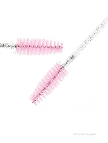 300 PCS Crystal Eyelash Mascara Wands Disposable Lash Brushes for Extensions for Extensions Spoolie Brush Applicators Makeup Tool Kits Pink