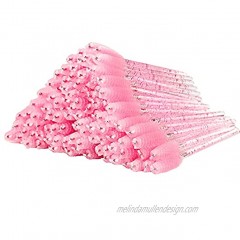 300 Pcs Disposable Crystal Mascara Wand Eyelash Brush Applicator Eyebrow Brush for EyeLash Extension Supplies Pink