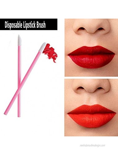 300PCS Disposable Makeup Applicators Brushes Tools Kit -100pcs Lip Applicators,100pcs Mascara Wands,100pcs Eyeliner Brushes Rose Red