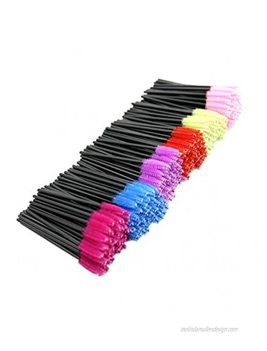 Adofect 300 PCS Multicolor Disposable Eyelash Mascara Brushes Wands Makeup Applicator Kits Black Handle 6 Colors
