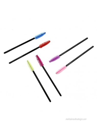 Adofect 300 PCS Multicolor Disposable Eyelash Mascara Brushes Wands Makeup Applicator Kits Black Handle 6 Colors