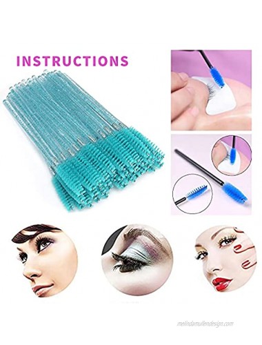 Akstore 100 Pack Disposable Eyelash Mascara Brushes Eyelash Brush Wands Applicator Makeup Kits Colorful-Blue