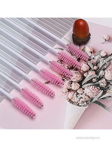 AKStore 100 PCS Disposable Eyelash Brushes Mascara Wands Eye Lash Eyebrow Applicator Cosmetic Makeup Brush Tool Kits White-Pink