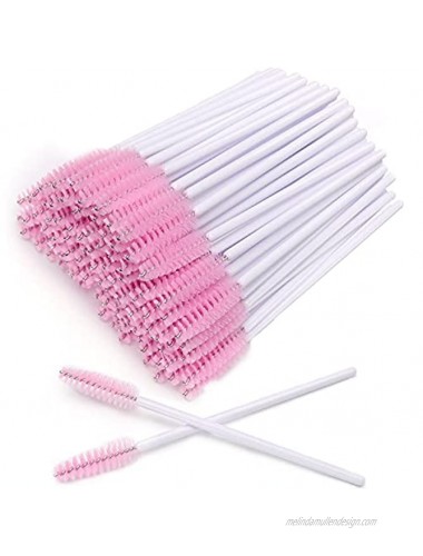 AKStore 100 PCS Disposable Eyelash Brushes Mascara Wands Eye Lash Eyebrow Applicator Cosmetic Makeup Brush Tool Kits White-Pink