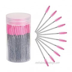 Cuttte 100pcs Disposable Mascara Brushes Wands with Container Crystal Eyelash Brush Spoolie Brushes for Eyelash Extensions and Mascara Use