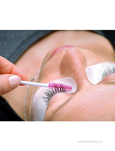 eBoot 300 Pieces Colored Disposable Mascara Wands Eyelash Eye Lash Brush Makeup Applicators Kit White Handle Pink Head