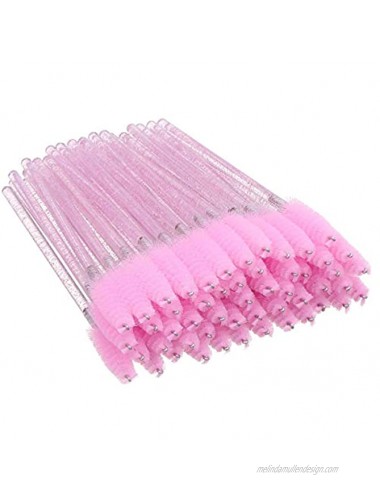 Elisel 100 PCS Disposable Mascara Brushes Crystal Eyelash Brushes Mascara Wands Applicator Eyelash Extensions Makeup Tools Eyebrow Brush Pink