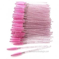 GreenLife 150pcs Crystal Eyelash Brush Disposable Mascara Brush Wands Eyelash Eyebrow Applicator Crystal Pink