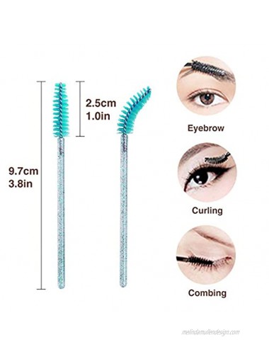 GreenLife 400pcs Crystal Eyelash Brush Disposable Mascara Brush Wands Eyelash Eyebrow Applicator Crystal Blue