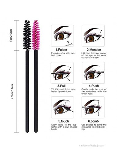 Onwon Makeup Applicator 300 Pcs 6 Style Eyelash Brushes Mascara Wands & Lip Brushes & Eyeliner Brush Makeup Tools Daily Makeup Brushes Sets Kits