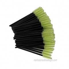 Yueton Pack of 100 Disposable Eyelash Brushes Wands Mascara Applicator Black+Green