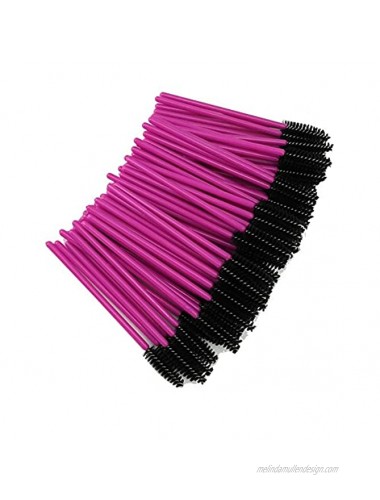 Yueton Pack of 100 Disposable Eyelash Brushes Wands Mascara Applicator Hot Pink+Black