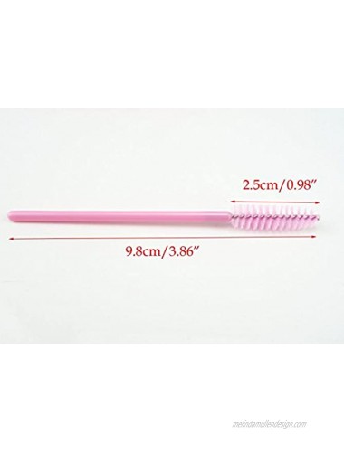 Yueton Pack of 100 Disposable Eyelash Brushes Wands Mascara Applicator Pink