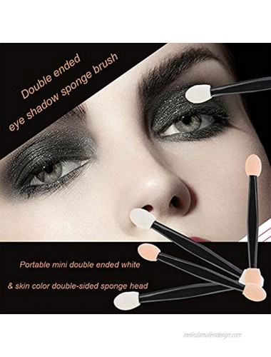 100 Pcs Disposable Dual Sided Eyeshadow Brush Sponge Tipped Oval Makeup Applicator Eye Shadow Stick Powder Brush Dust Foundation Cosmetic Applicator Tools Black）