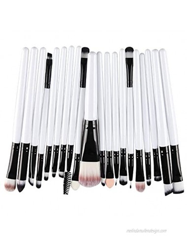 CENFRY Pack of 20pcs Eye Shadow Eyeliner Blending Blush Concealer Makeup Brushes Sets white+black