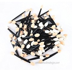 yueton 100pcs Double End Eyeshadow Brush Applicator Dual Sided Two-Tone Color Sponge Tipped Makeup Tool