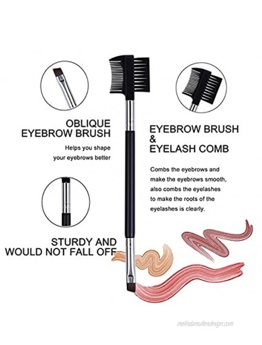 2pc Eyebrow Brush and Eyelash Comb and Angled Eyebrow Brush & Duo Eyebrow Brush and Spoolie 3 in 1 Brush and Comb Set Eye Makeup Tool