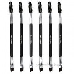 CCbeauty 6-Packs Double Ended Spoolie and Angled Eyebrow Brushes Set Makup Eyebrow Kit and Eyebrow Comb for Application of Brow Powders Waxes Gels and Blends #1
