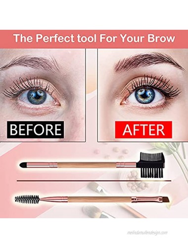 Duo Eyebrow Brush Eyebrow Brush Eyelash Comb and Eye Shadow Brush Professional Angled Eye Brow Brush and Spoolie Brush Set Natural Bamboo