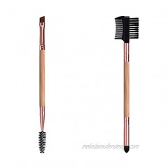 Duo Eyebrow Brush Eyebrow Brush Eyelash Comb and Eye Shadow Brush Professional Angled Eye Brow Brush and Spoolie Brush Set Natural Bamboo