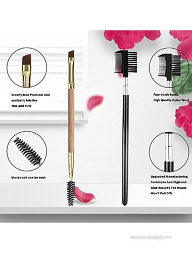 Duo Eyebrow Brush Eyebrow Brush Eyelash Comb and Eyebrow brush Professional Angled Eye Brow Brush and Spoolie Brush Set. Natural Bamboo
