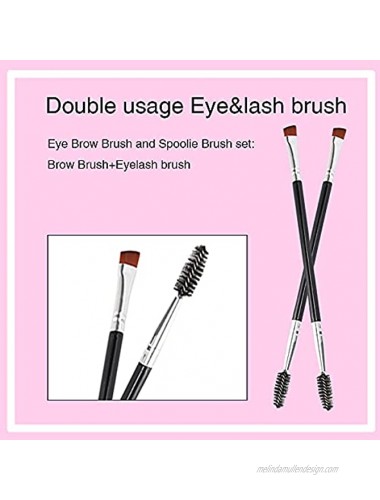 Duo Eyebrow Brush Eyebrow Brush Eyelash Comb and Eyebrow brush Professional Angled Eye Brow Brush and Spoolie Brush Set. 4 Pcs Brow Brush