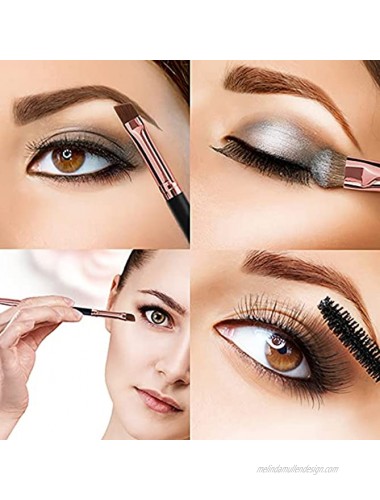 Duo Eyebrow Brush Spoolie Brush and Angled Brow Brush Eyelash Brush for Eye Makeup. 5pcs Black