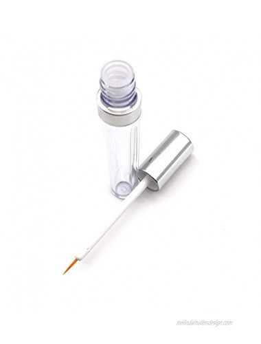 3 pcs 5ml Silver Acrylic Empty Eyelashes Tube Eyeliner Vials Bottle With Wand Applicators for Eyelash Eyebrow Growth Serum Castor Oil
