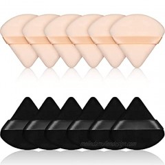 12 Pieces Powder Puff Face Triangle Makeup Puff for Loose Powder Soft Body Cosmetic Foundation Sponge Mineral Powder Wet Dry Makeup Tool Black Nude Color