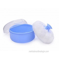 2Pcs Baby Care Face Body Villus Powder Puff Box Holder Kit Makeup Cosmetic Talcum Powder Container Blue