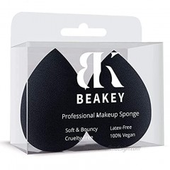 BEAKEY Makeup Sponge Latex-free and Vegan Beauty Sponge Flawless for Cream Liquid Foundation & Powder Application 2Pcs Black