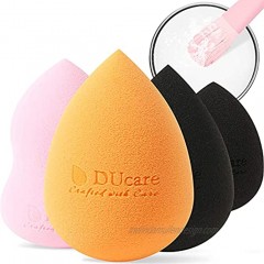 DUcare Makeup Sponges 4pcs + Sponge Cleanser Soap 1pcs Foundation Sponge Set Beauty Makeup Blender Multi-colored