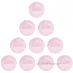 FRCOLOR 10pcs Powder Puff Pure Cotton Round Makeup Puff with Strap for Powder Foundation Loose Mineral Powder Body Powder 5.5 x 7mm Random Color