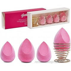 Glamlily Microfiber Velvet Makeup Sponge Set with Holder Pink 5 Pieces