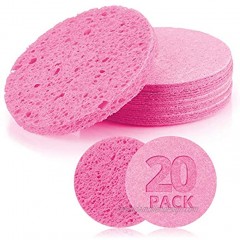 Natural Facial Cleansing Sponges-20 Count Compressed Natural Cellulose Reusable Soft Cosmetic Face Sponges for Professional Makeup Removal Facials Spa Exfoliator Skin Massage