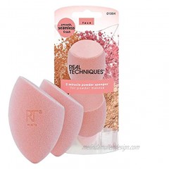 Real Techniques Miracle Powder Beauty Sponge Makeup Blender Microfiber Technology Ideal for Use 2 Count