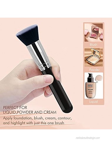 Foundation Makeup Brush,Raffaello Flat Top Kabuki Brush for Liquid Makeup,Synthetic Professional Liquid Blending Mineral Powder Makeup ToolsBlack
