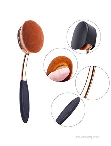 Large Rose Gold Foundation contour Round Toothbrush Dust Free Oval Makeup Brushes ink blending with dustproof cover brush egg cleaner