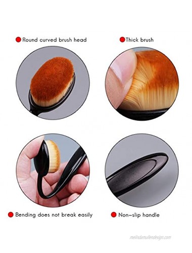 Super Soft Oval Makeup Brushes,Portable Toothbrush Oval Nylon Hair Cosmetic Makeup Blush Face Foundation Blending Brush Makeup Tool No 4 Black