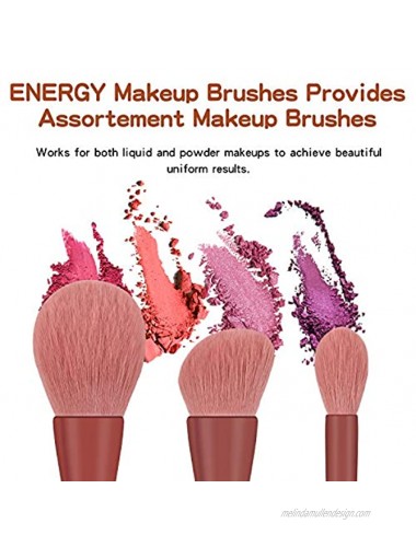 ENERGY Professional Makeup Brushes 13pcs Kabuki Brushes for Powder Foundation Eyeshadow Bronzer Blusher Blending with Liquid Cream Powder Foundation Gel Cosmetics Blender Sponge Duo Brow Brush