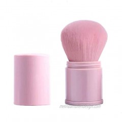 Retractable Kabuki Makeup Brush Aguder Large Powder Blush Brushes for Blending Liquid Cream Mineral Cosmetics or Powder,Super Soft Bristles Portable Pink